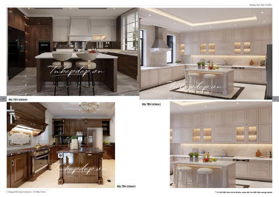 Thiết kế phòng bếp biệt thự tân cổ điển